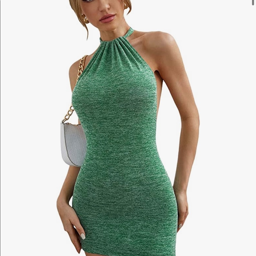 Green backless dress